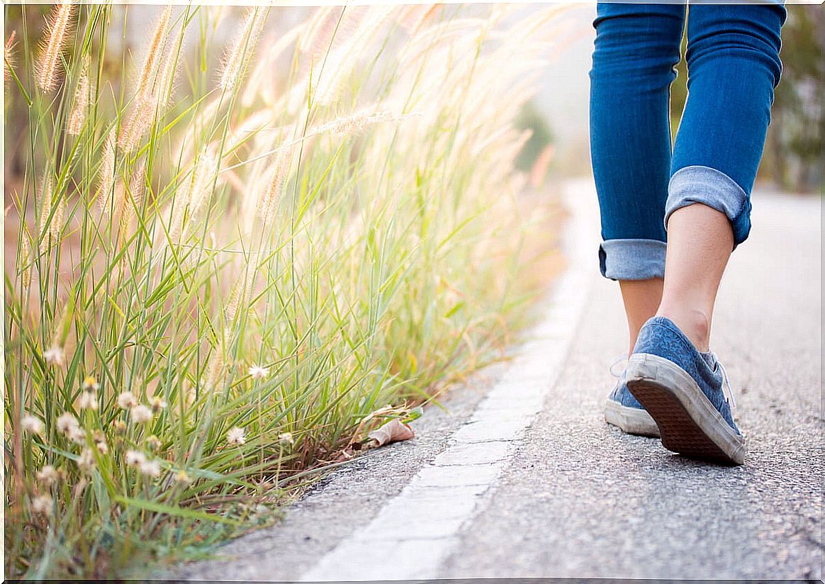 woman walking outdoors