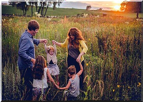 family having fun in nature