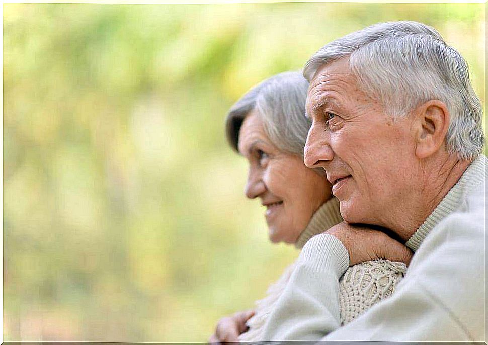 happy couple gray hair