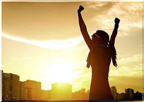 Woman happy to have reached her goal