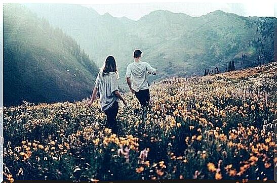 couple walking in nature