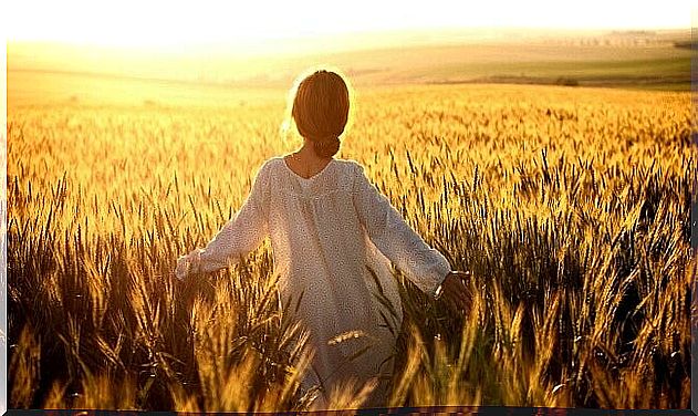 woman in wheat field