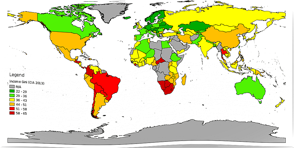 Gini coefficient: inequality index