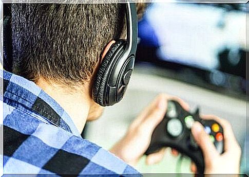 boy playing video games